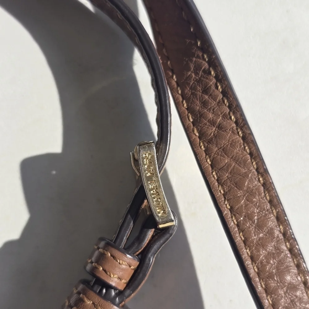 Michael Kors Leather Crossbody Bag Women's Brown Pebble Tassels Logo Small